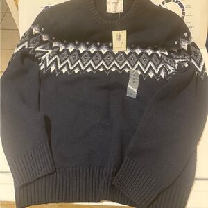 Old Navy Men's Dark Blue Geometric Sweater